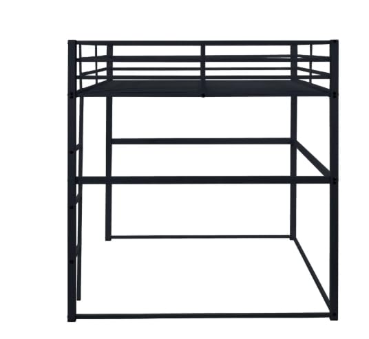 Full Size Metal Loft Bed Frame with Safety Guard Rails & Ladder