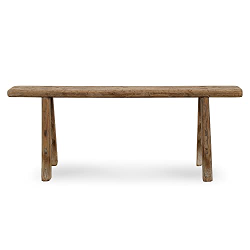 A Handmade Wooden Entryway Bench, Vintage Noodle Bench for Living Room