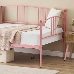 Twin Daybed with Trundle, Metal Twin Size Daybed with Pullout Trundle 6