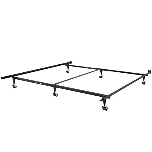 Queen Size to King Size Bed in Metal, in Black, No Box Spring Needed