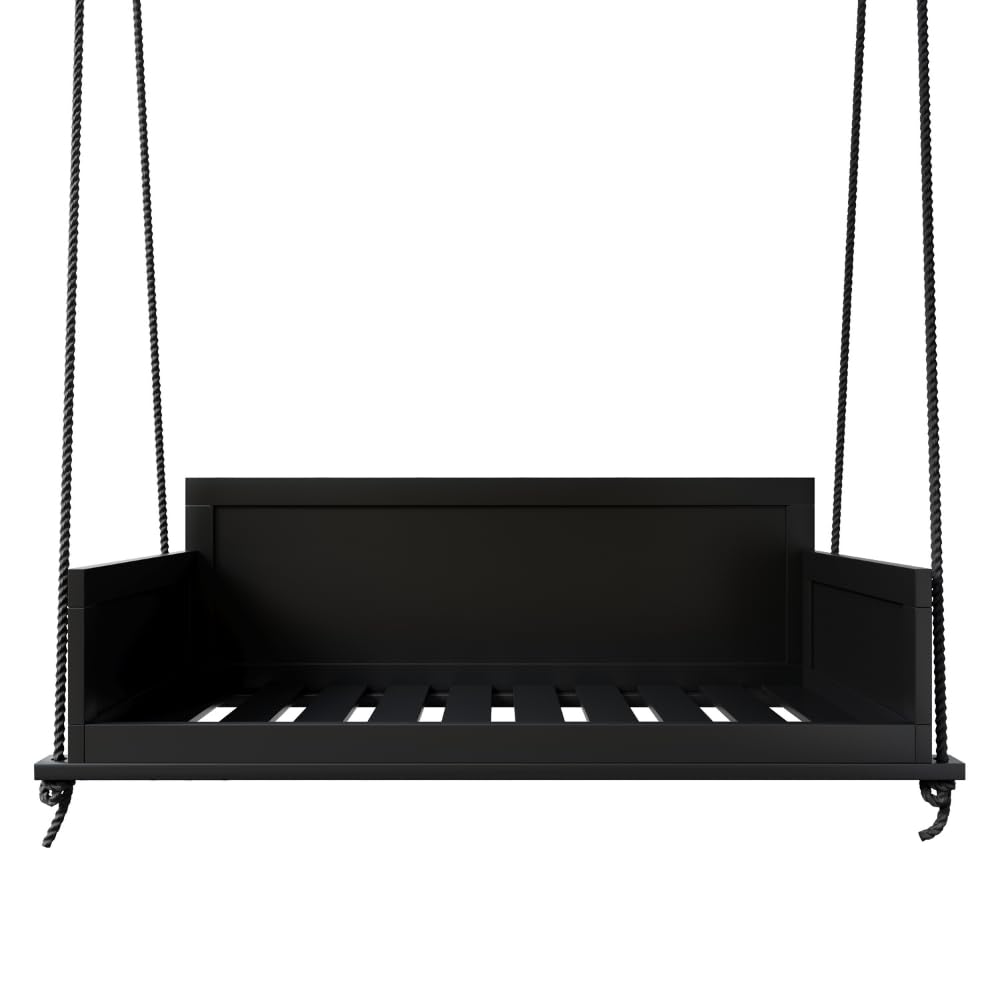 The Philly 6 Foot Porch Swing Bed in Black, Daybed Swing Made in The