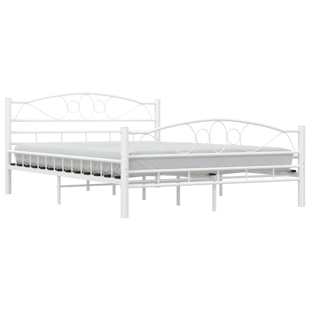Frame White Metal 55.1x78.7 in Durable Bed Frame