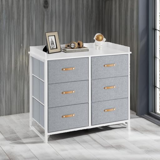 Dresser with 6 Drawers, Boys Girls Dresser, with Water-Resistant Tabletop