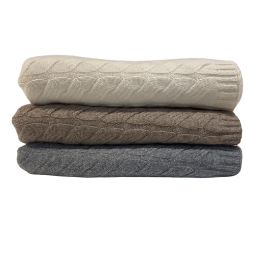 Luxurious 100% Cashmere Cable Knit Throw Blanket – Ultra-Soft