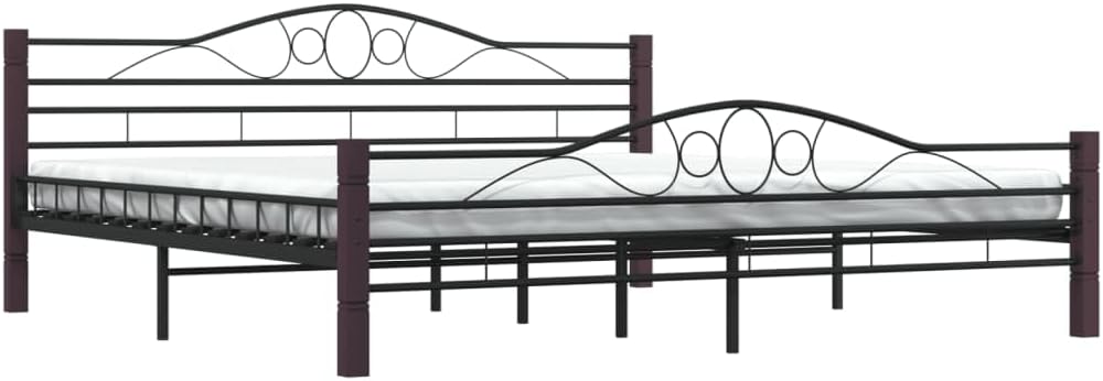 Bed Frame Black Metal Double Extra Long Bed Frame Rectangular