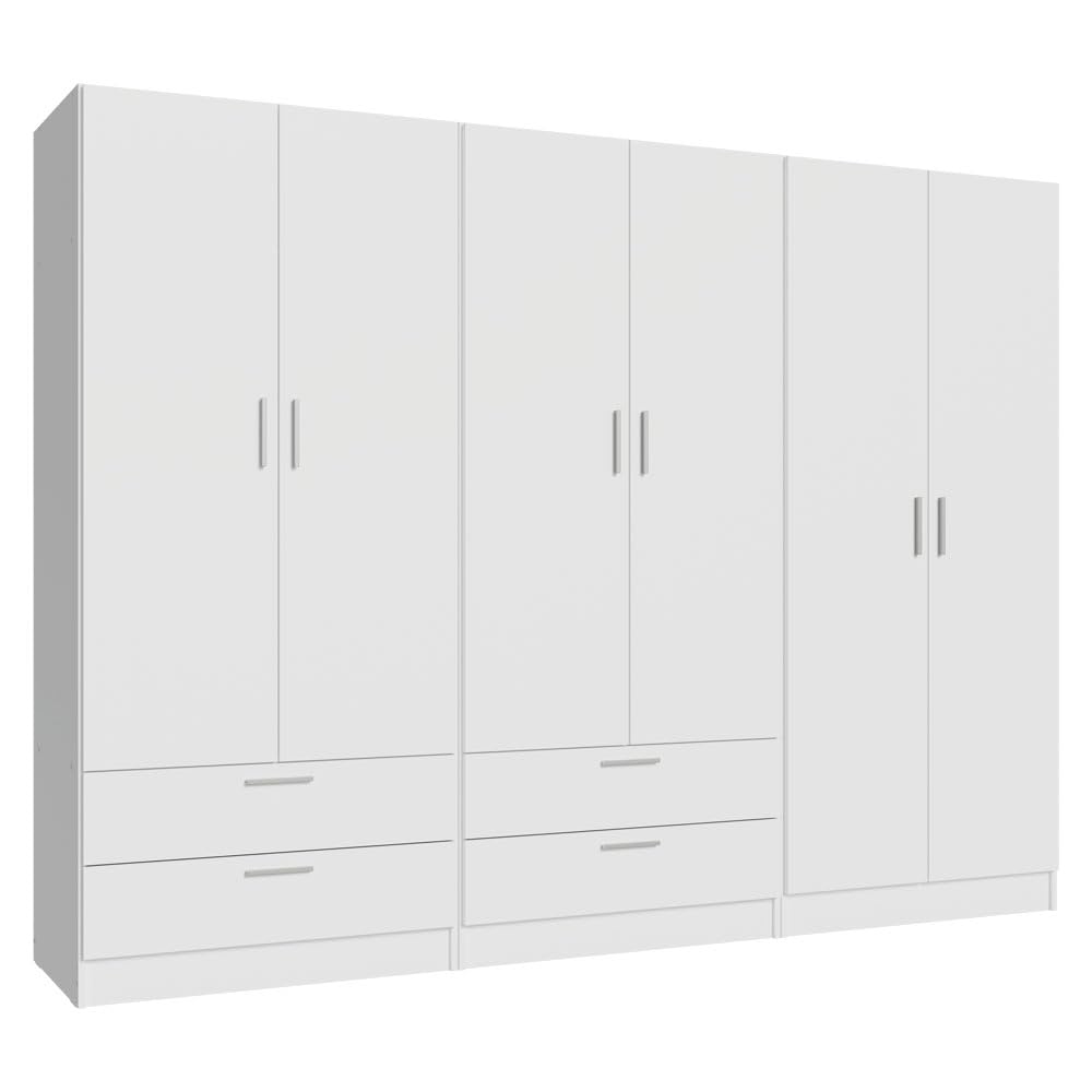 6 Doors 4 Drawers Wardrobe Set Armoire Closet Bedroom Storage Cabinet