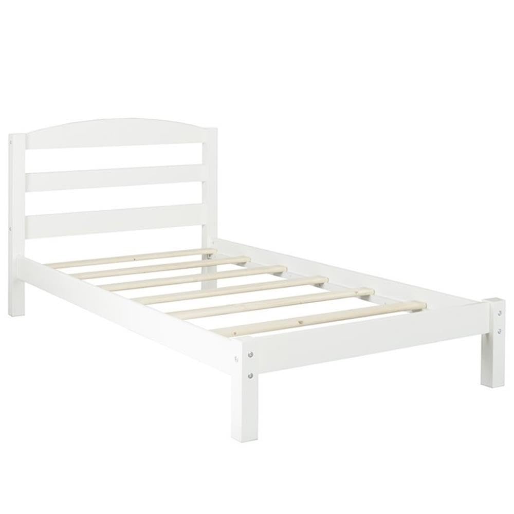 Modern Twin Kids Slat Bed in White