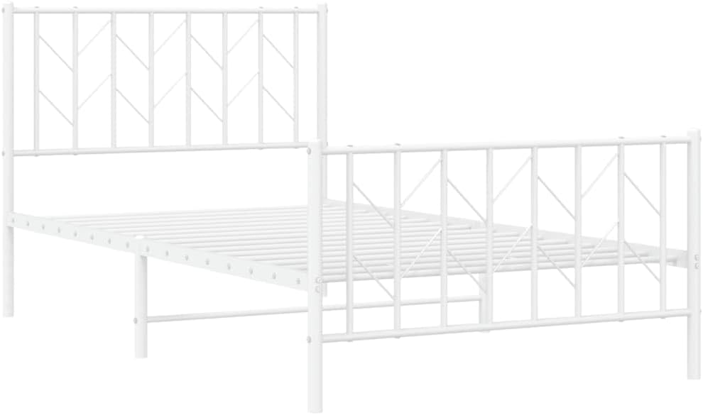 Bed Frame White Steel Twin Bed Frame Rectangular Minimalist