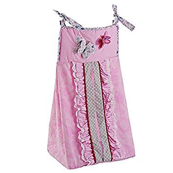 5 PCs Cotton Pink Embroidery Butterfly Nursery Crib Bedding Set Heavy Duty