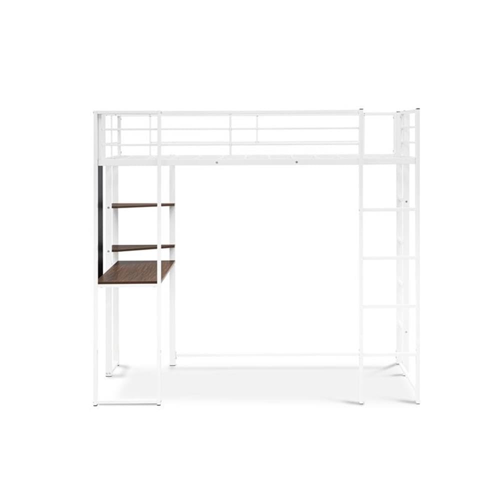 Buckland Twin Loft Bed – One Metal Bed, a Table Top, 2 Book
