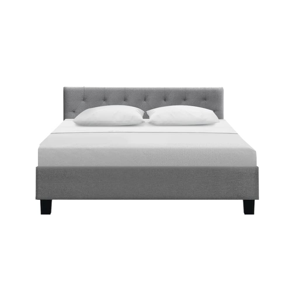 Queen Bed Frame Platform Tufted Headboard Wooden Frames Beds Base