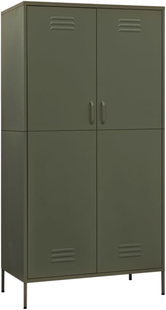 Wardrobe Olive Green 35.4"x19.7"x70.9" Steel