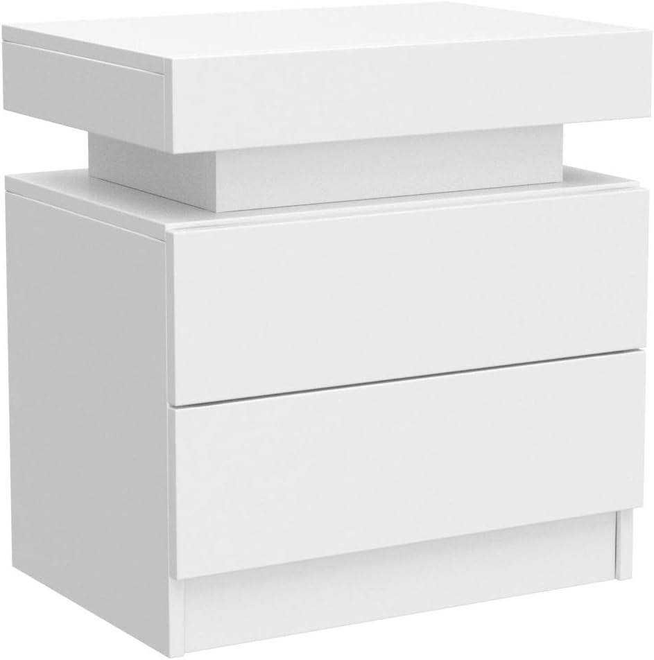 Nightstand Set of 2 LED Nightstand with 2 Drawers,Night Stand Set 2