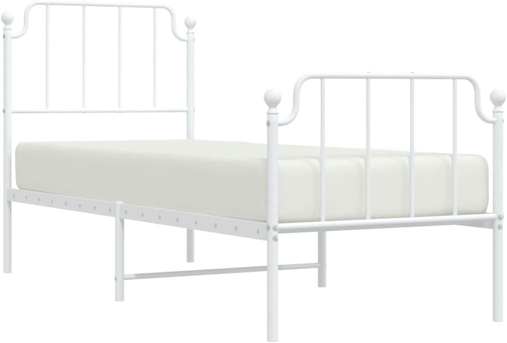 Metal Bed Frame with Headboard and Footboard, Single Bed Bedroom Furniture
