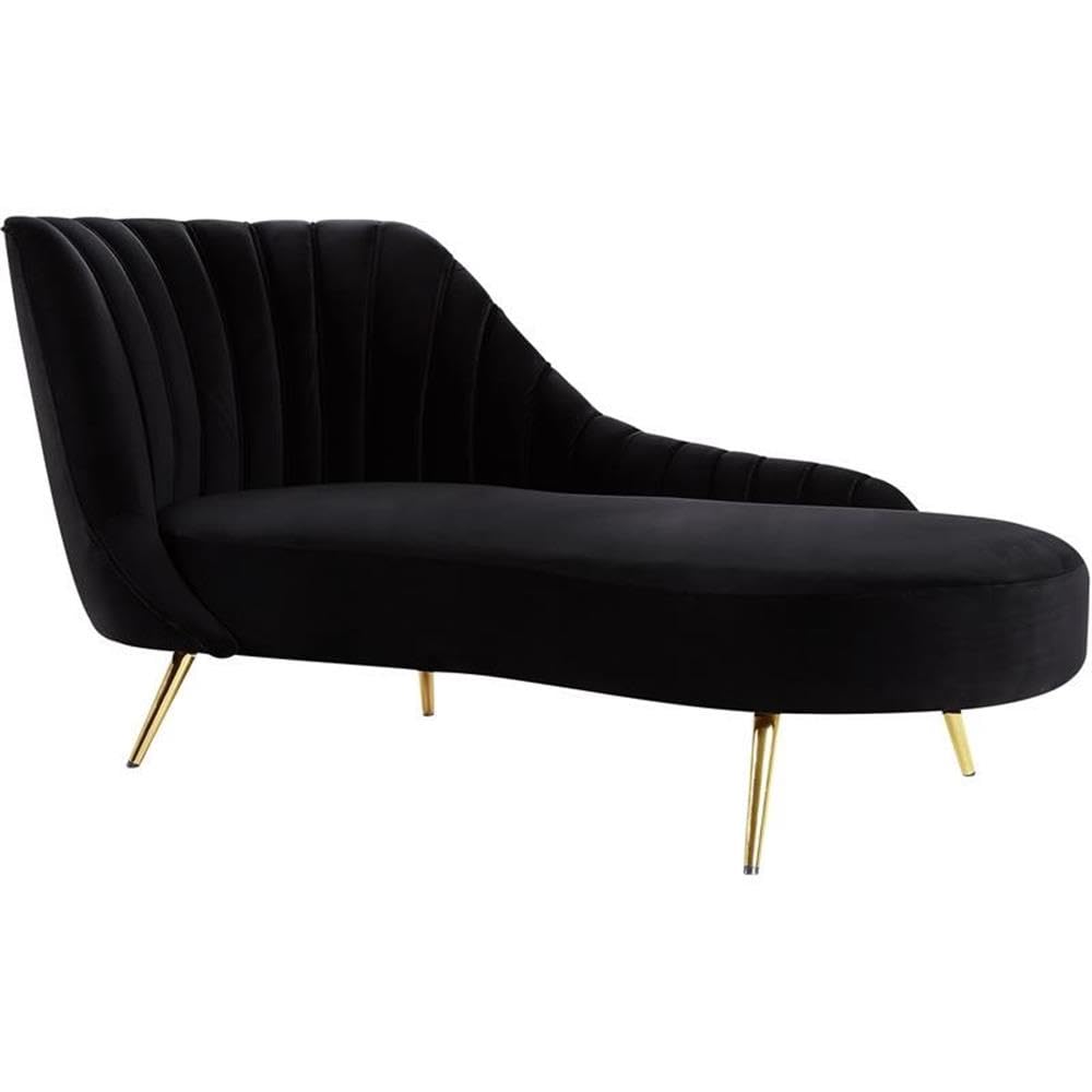 Velvet Chaise Lounge with Gold Steel Legs