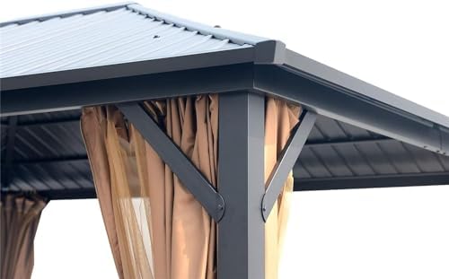 10x12 Hardtop Metal Gazebo, Heavy Duty Galvanized Steel & Mosquito Nets Outdoor Canopy for Garden, Patio, Backyard