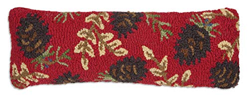 Corners Artist-Designed Ruby Pinecones Hand-Hooked Wool Decorative