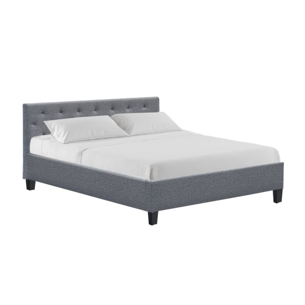 Queen Bed Frame Platform Tufted Headboard Wooden Frames Beds Base
