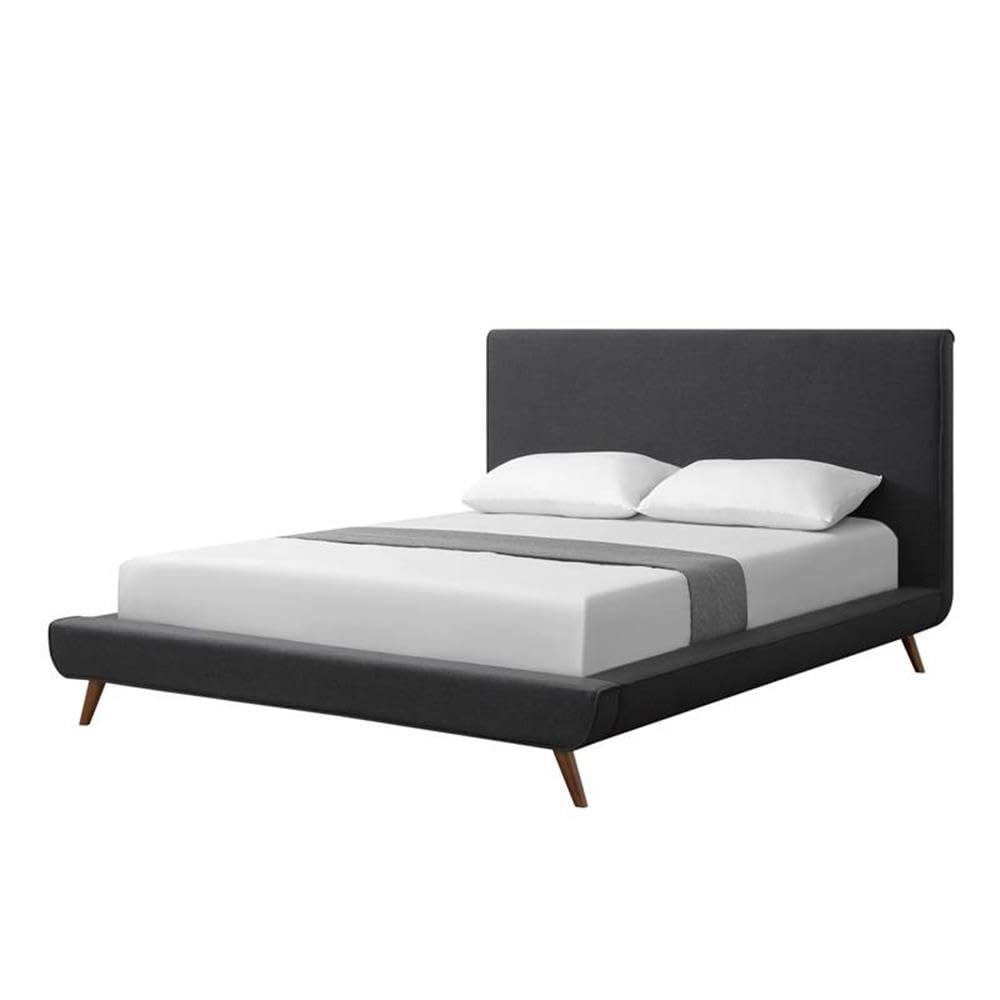 LBD142-03CLQ-UE Posh Living Lyle Linen Platform Queen Size Bed44; Charcoal