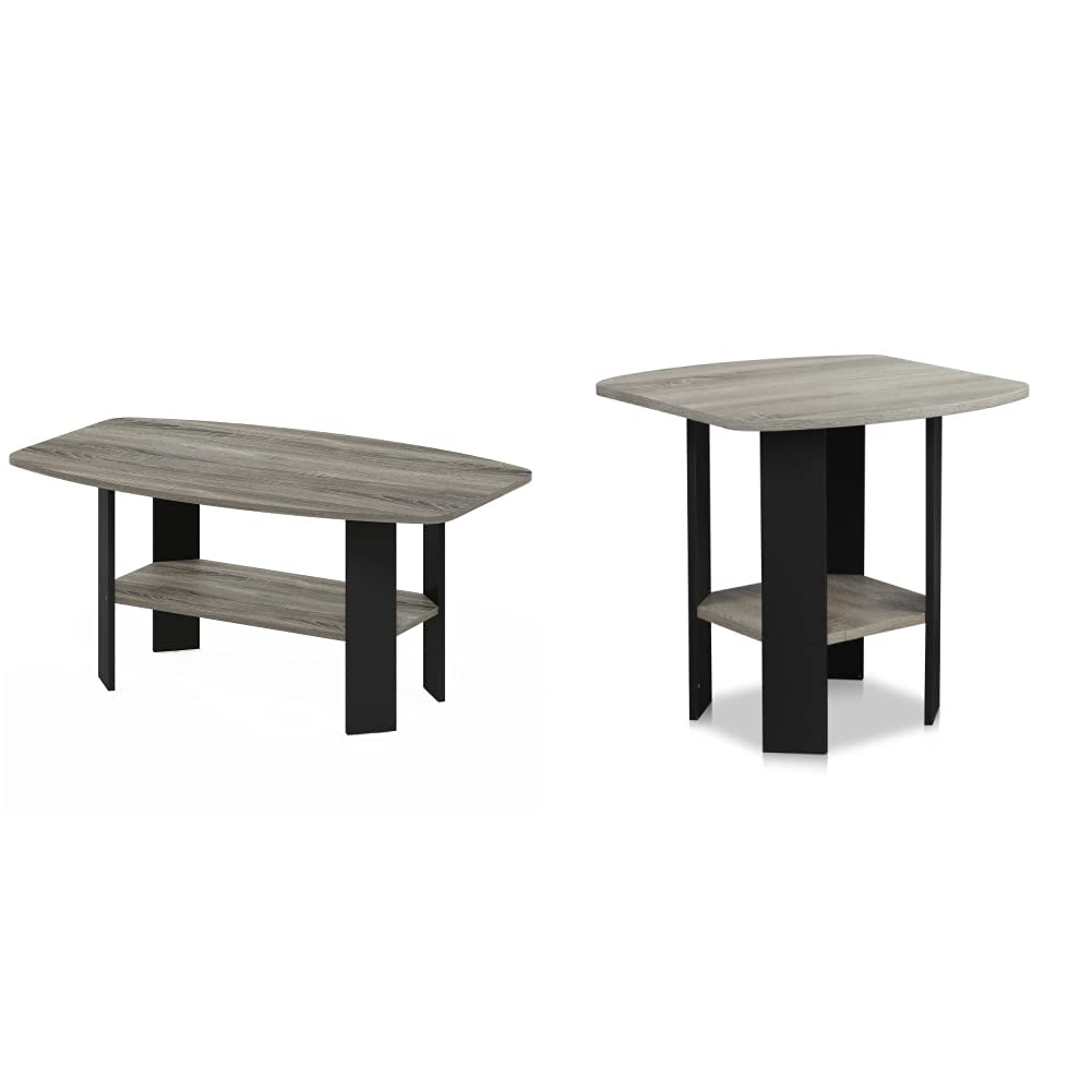 Coffee Table & End Table Set – French Oak Grey/Black