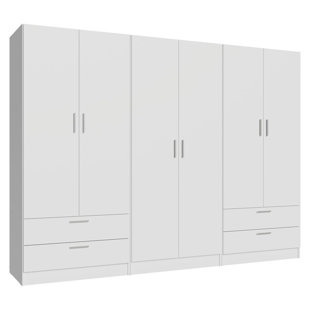 6 Doors 4 Drawers Wardrobe Set Armoire Closet Bedroom Storage Cabinet