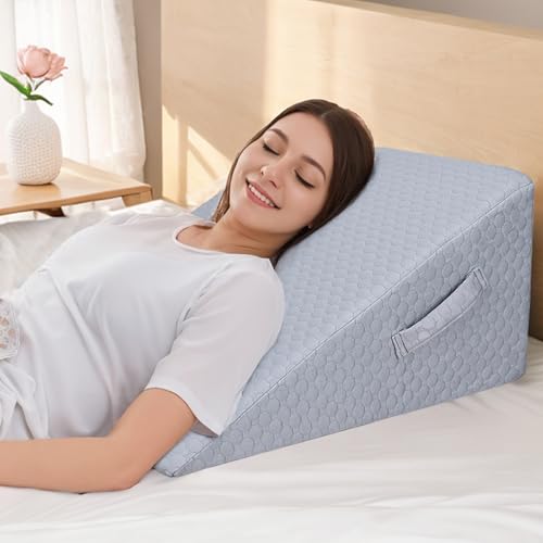 Bed Wedge Pillow for Sleeping, 12" Elevated Wedge Pillow for Sleep Apnea