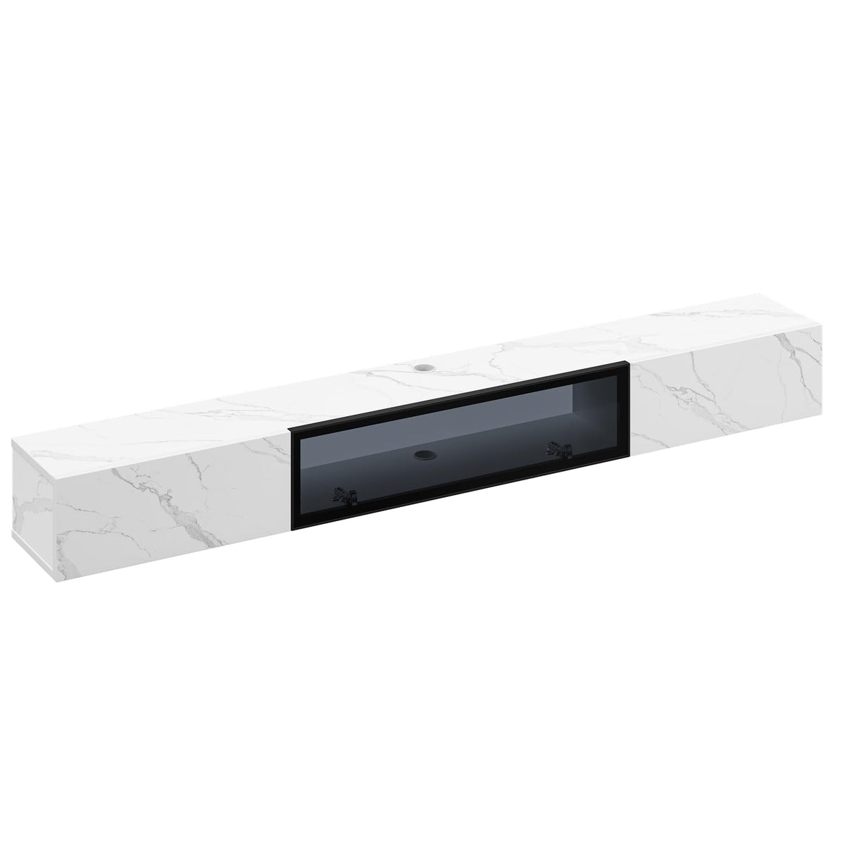 High Gloss Floating TV Stand with Glass Door