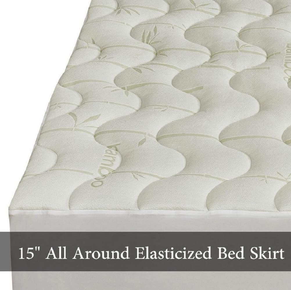 (Flex Head) Waterproof Rayon from Bamboo Jacquard Mattress Pad for Half Split King