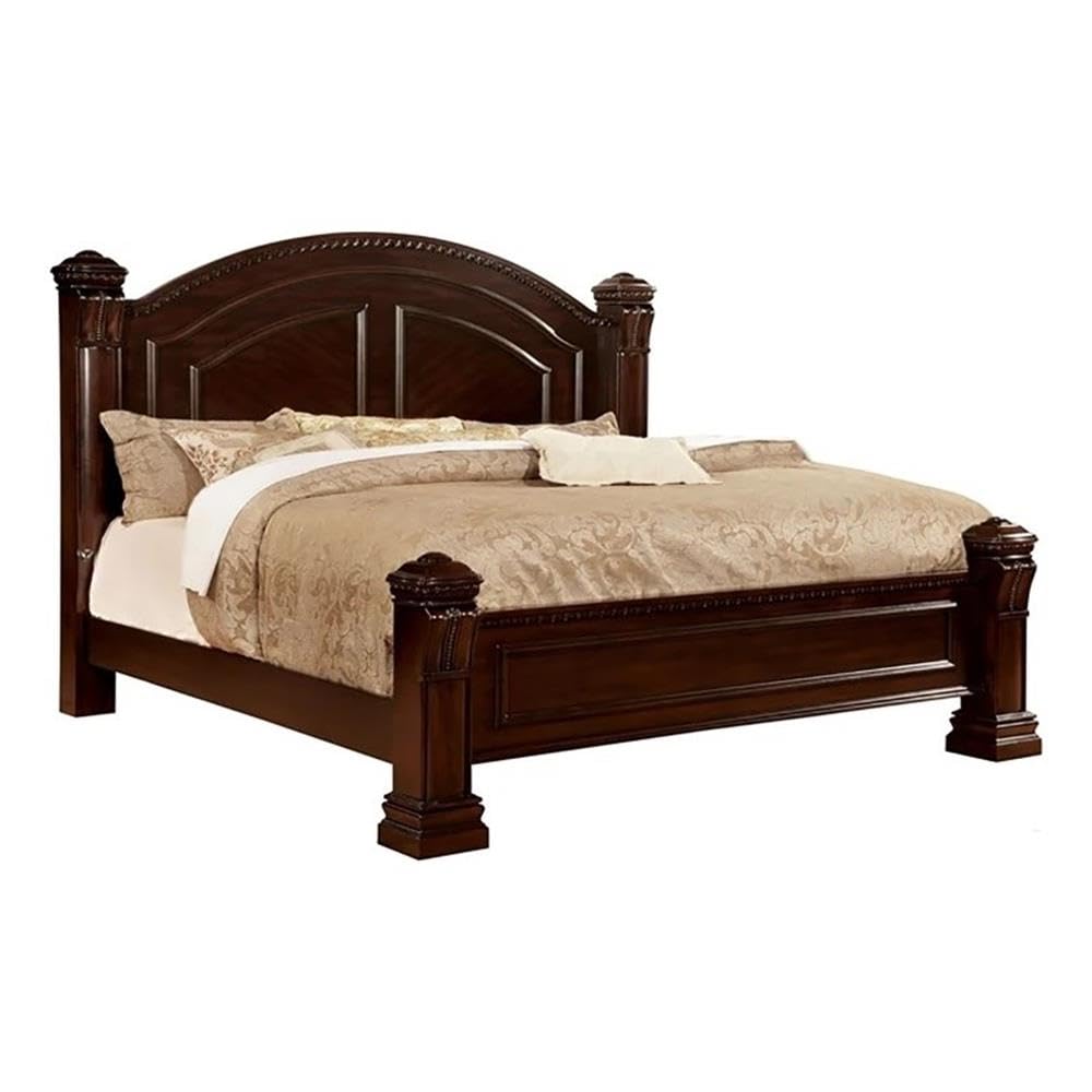 Traditional Wood King Panel Bed with Slat Kit in Cherry