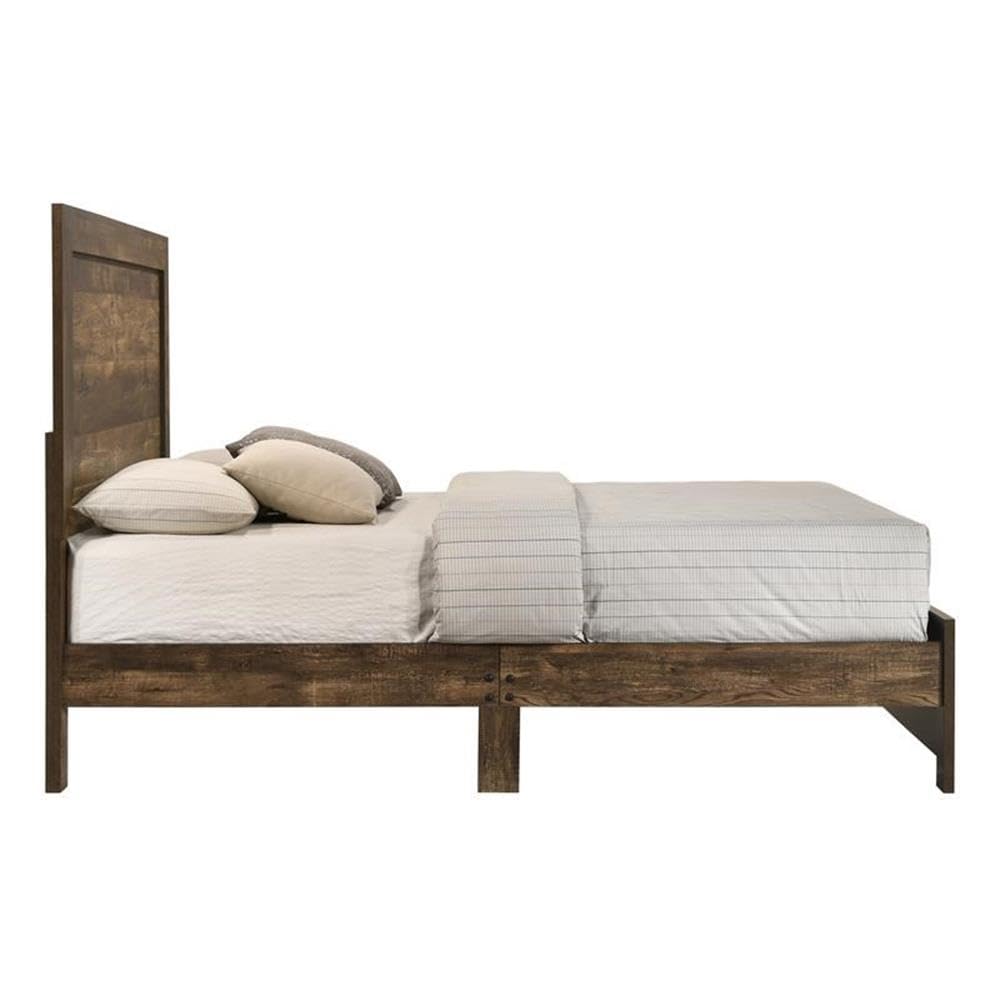 America Kodo Rustic Wood Full Panel Bed in Walnut