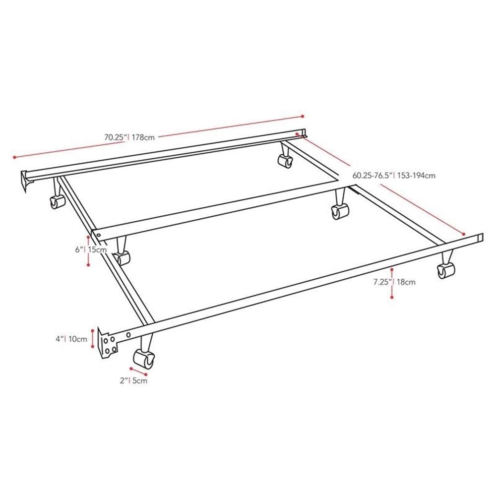 Queen Size to King Size Bed in Metal, in Black, No Box Spring Needed