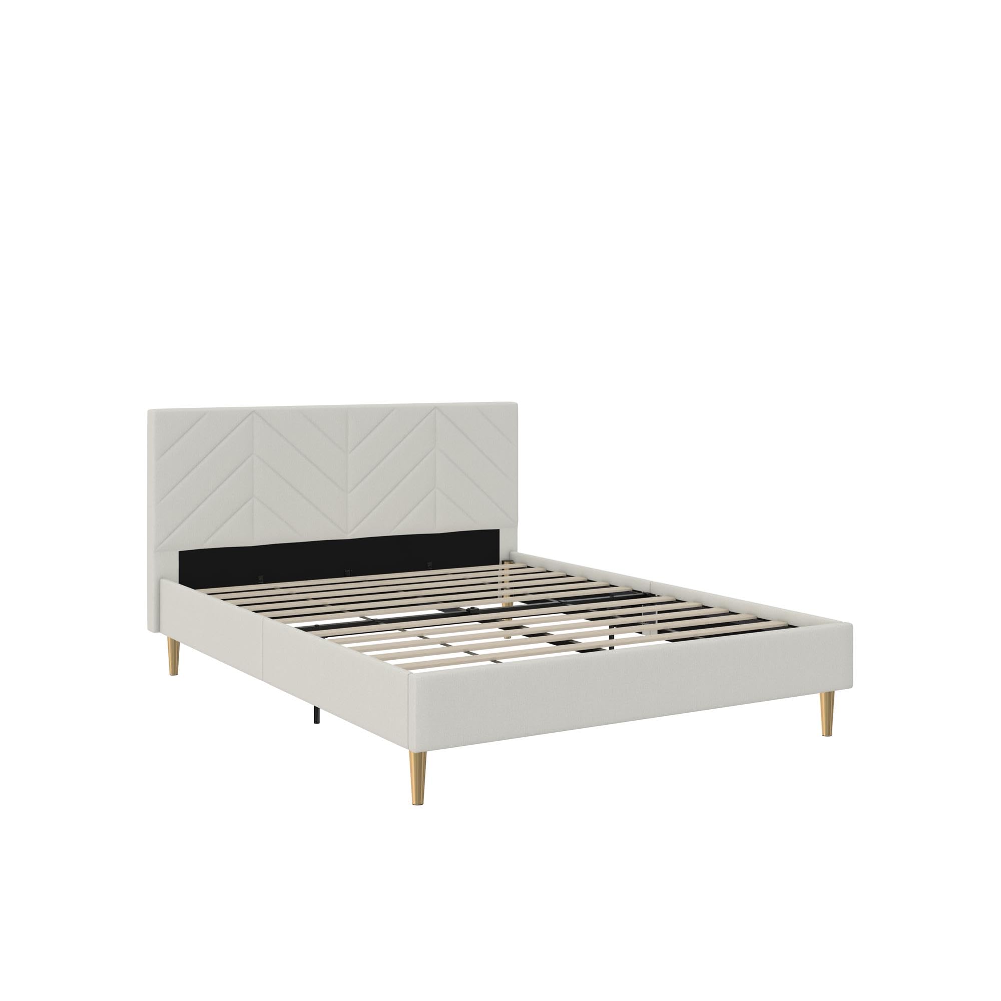 Andrea Tufted Upholstered Platform Bed, Queen, Gray Linen