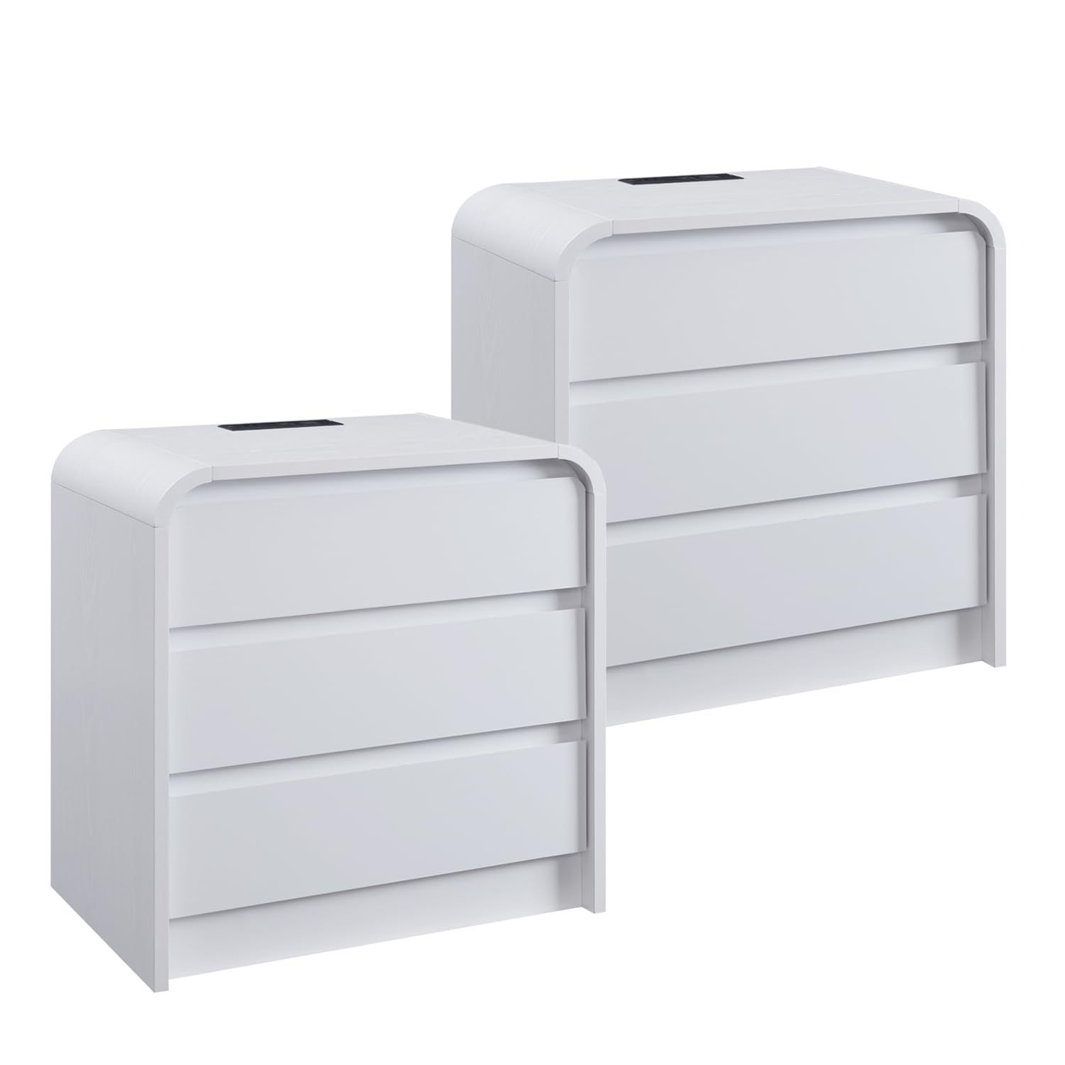 25" Tall Modern Nightstand Set of 2, 23.6" Wide Wood Bedside Table