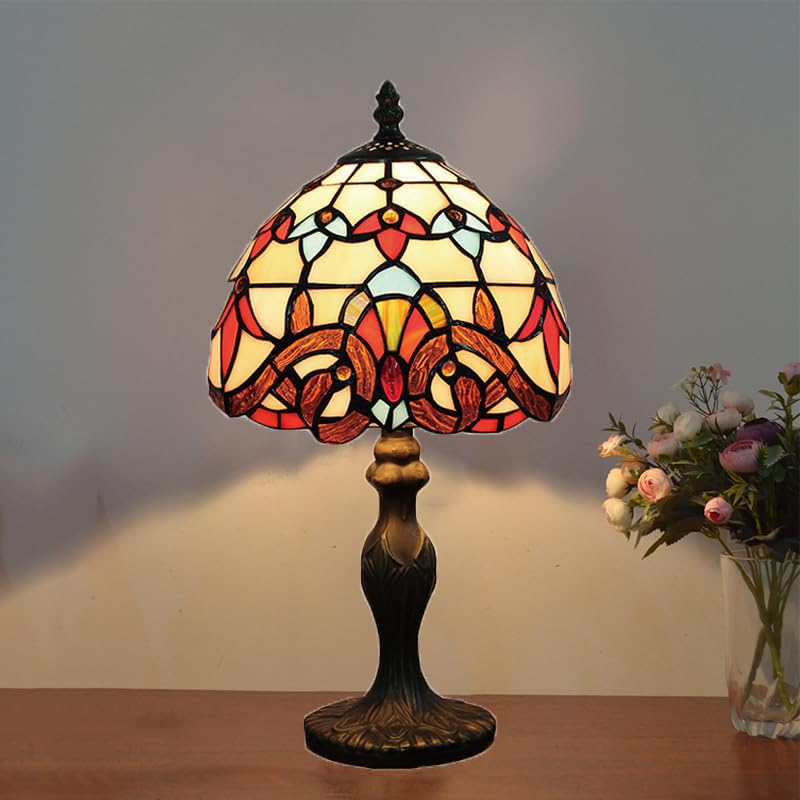Tiffany Style Table Lamp 8", Orange Stained Glass Lamp Tiffany Table Lamp Bedroom