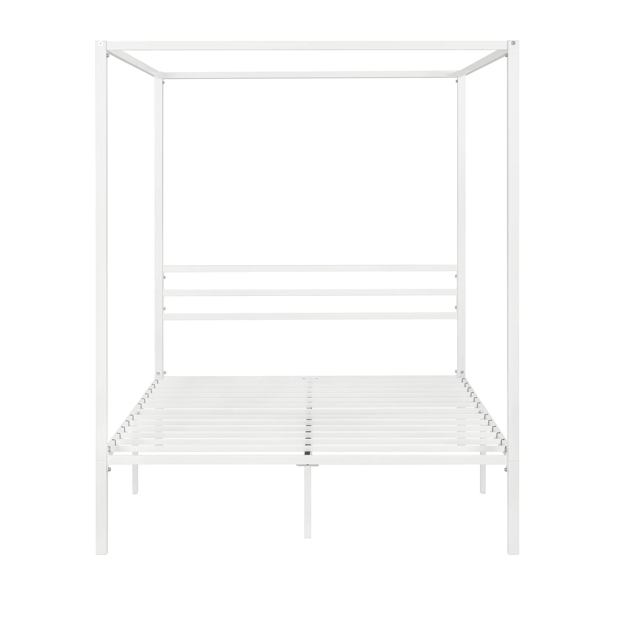 Metal Canopy Bed Frame Queen Size/Mattress Foundation with Metal Slat