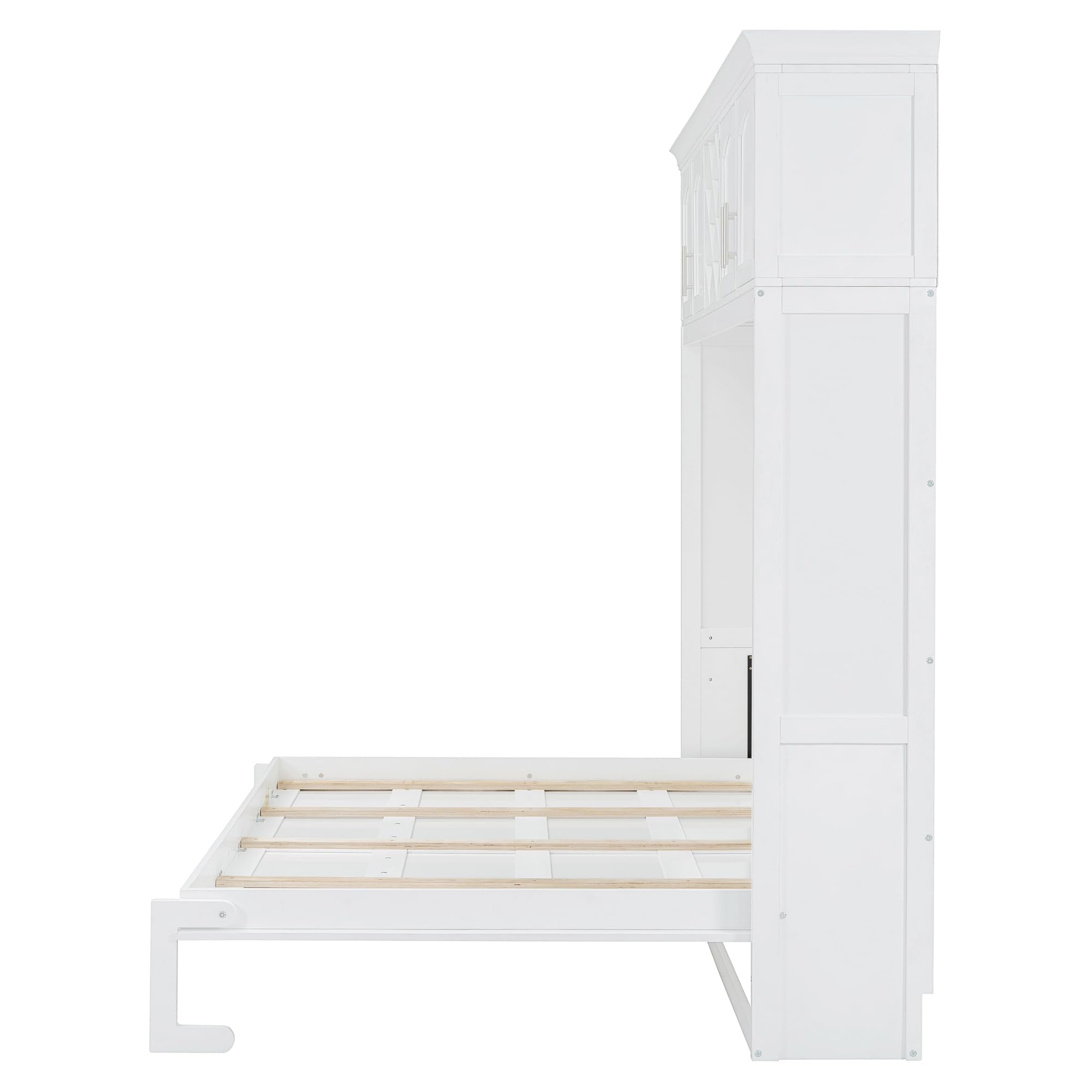 Queen Size Murphy Wall Bed, with Top Cabinets & Wine Rack Space