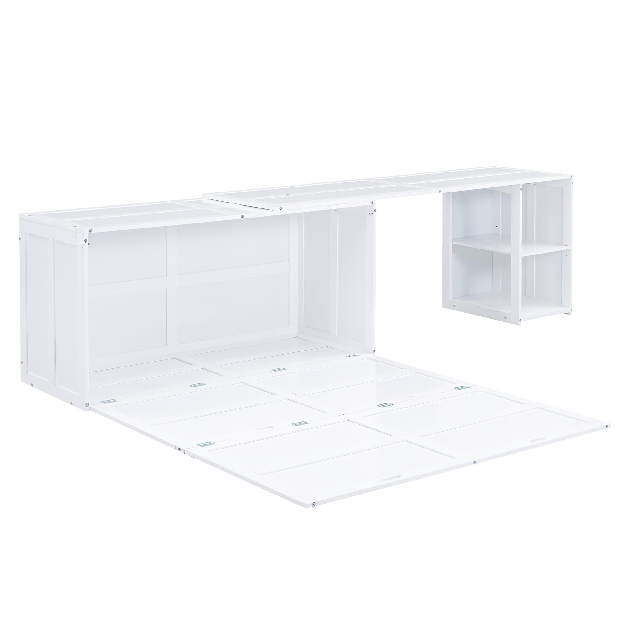 Queen Size Murphy Bed with Rotable Desk, Space-Saving Design Wall