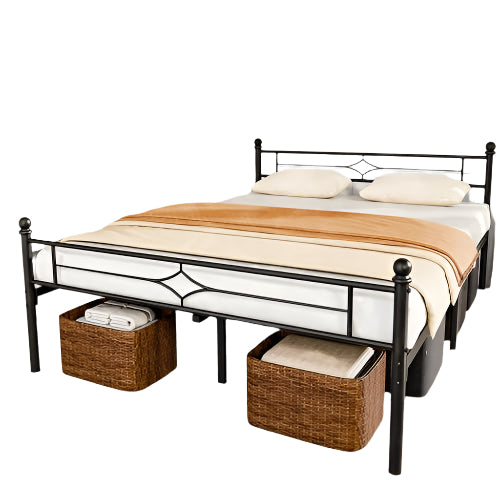Queen Size Metal Bed Frame with Headboard and Footboard
