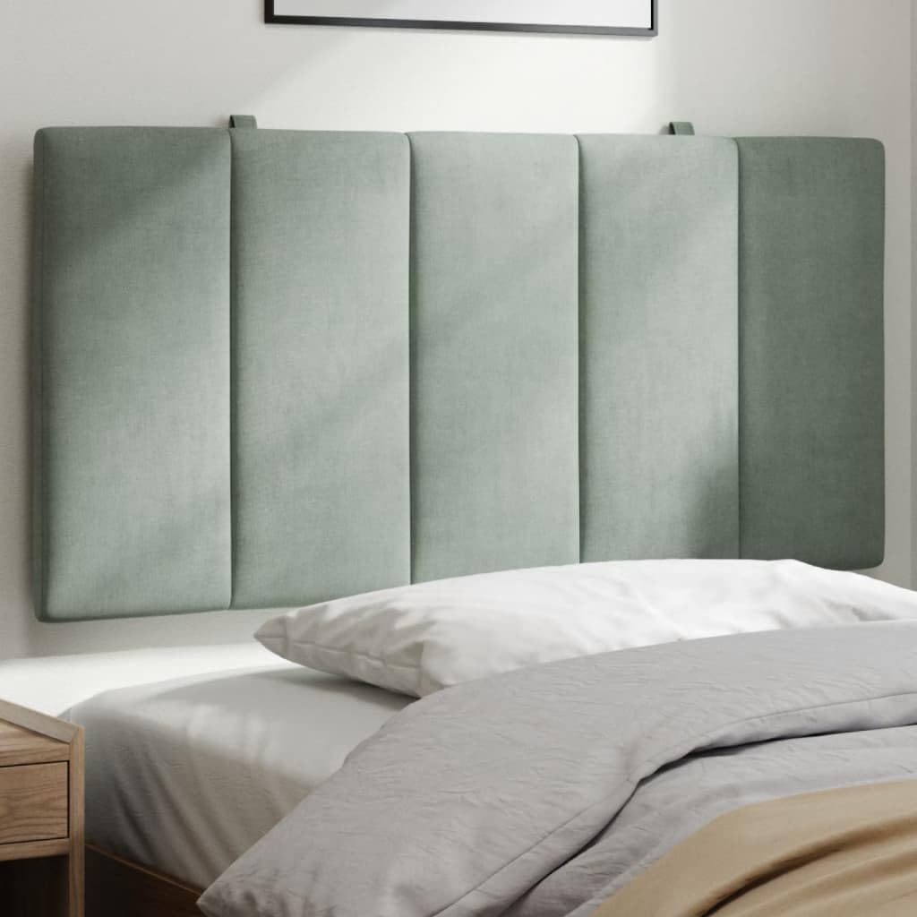 Headboard Cushion Light Grey Velvet (100% Polyester), Foam