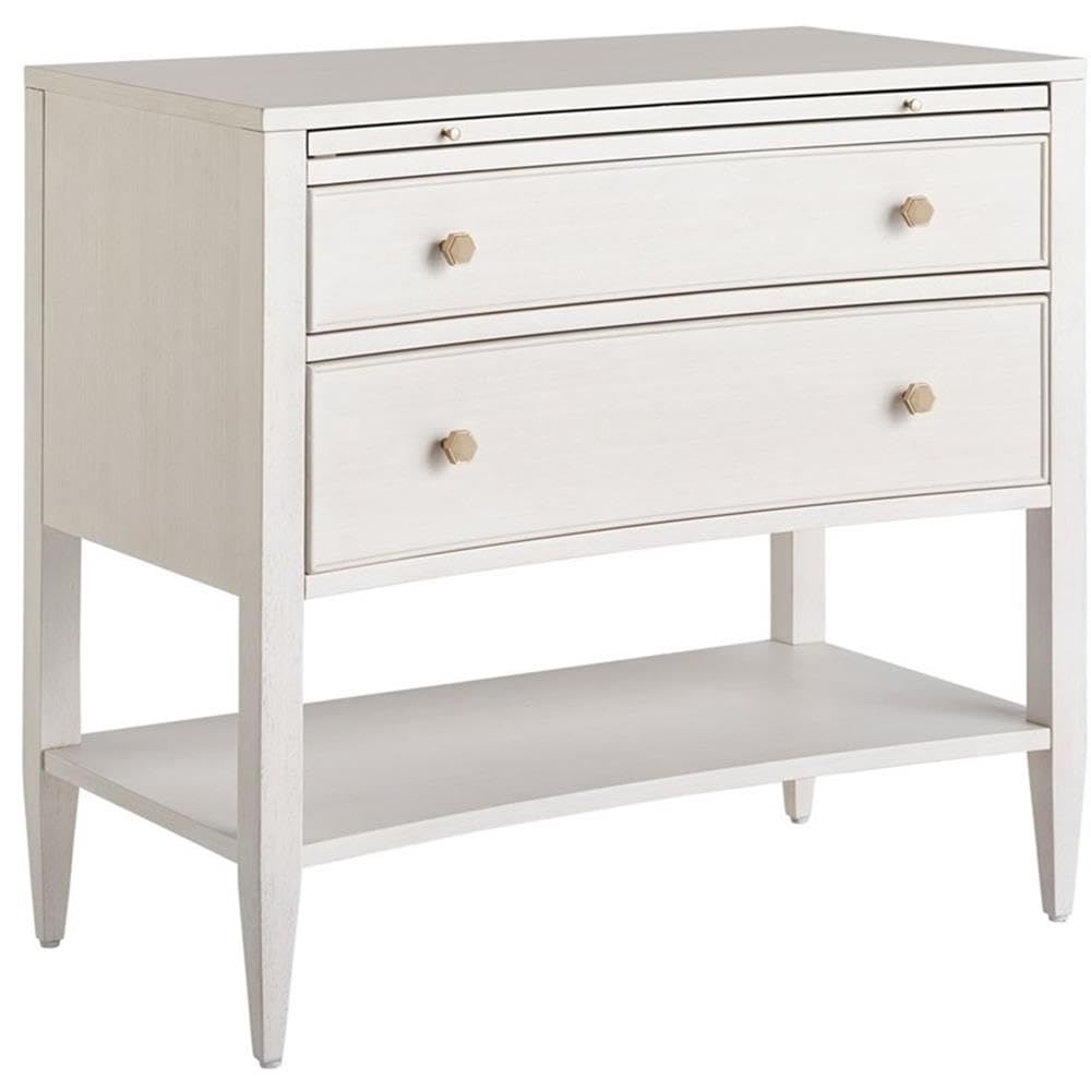 Set of 2 Contemporary Wood 2 Drawers Nightstand in White