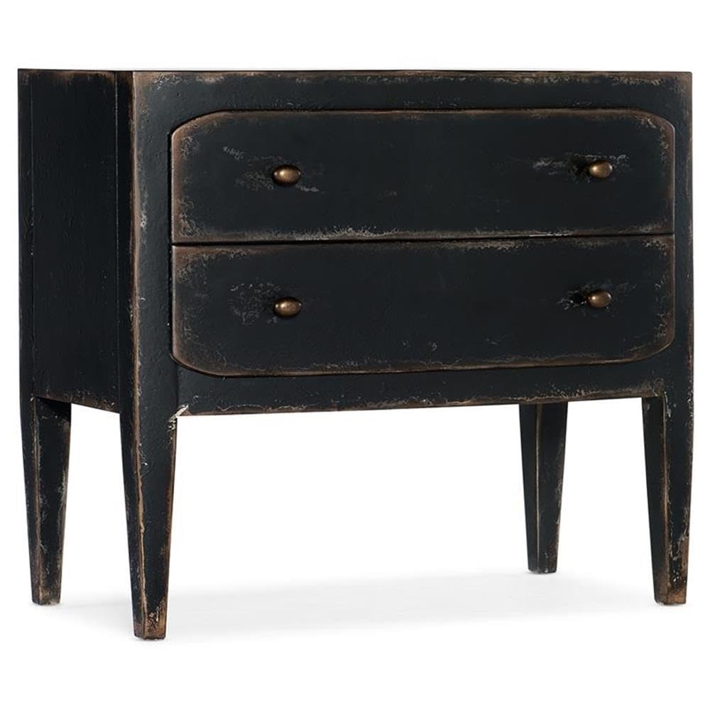 Ciao Bella Two-Drawer Wood Nightstand in Distressed Black