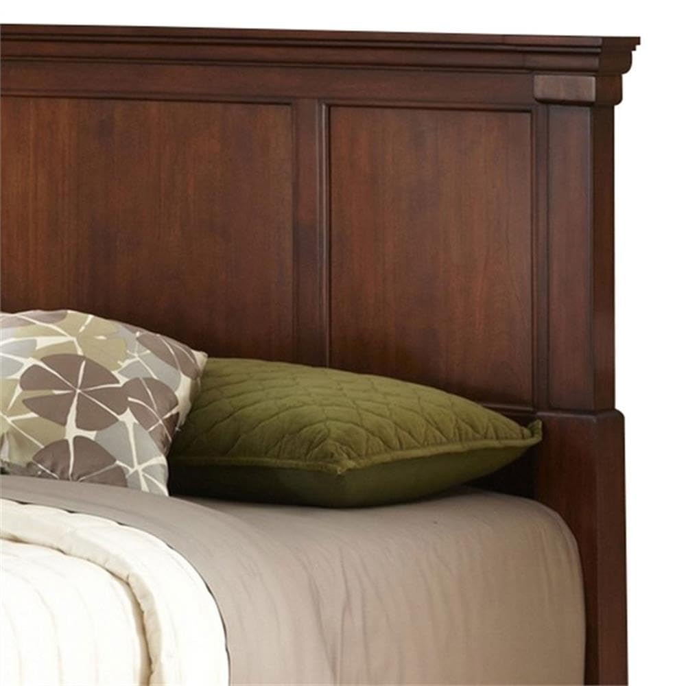 Traditional Wood King Size Panel Bed in Warm Cherry