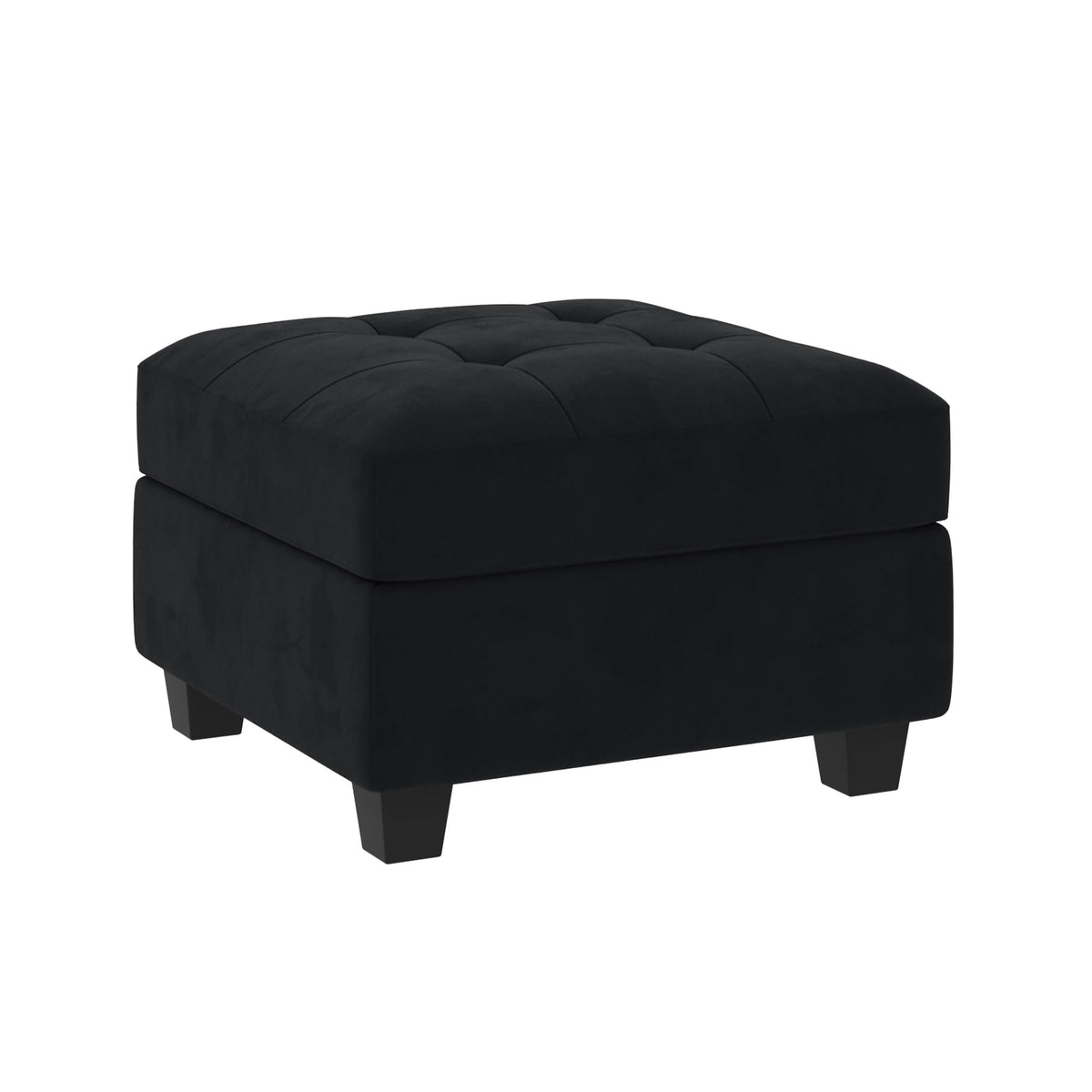 Velvet Storage Ottoman Module – Tufted, Modular, Black