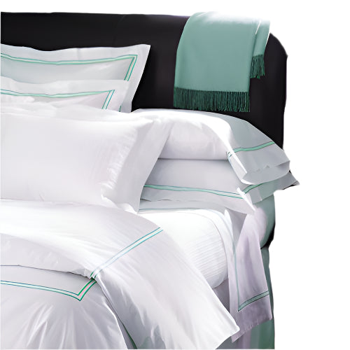 Hotel Collection by Sferra - King Flat Sheet 114x114 - White/Navy