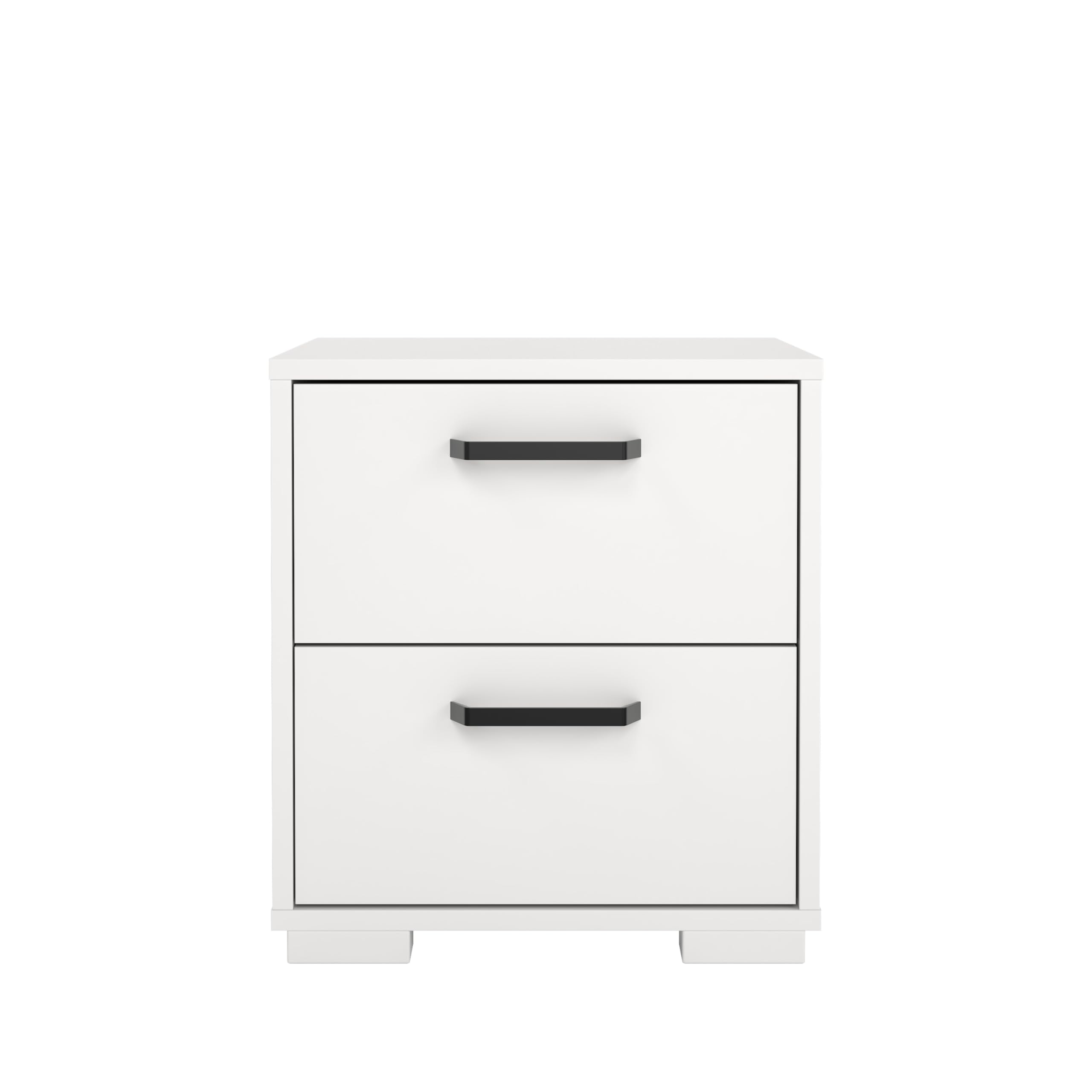 Sofia 2-Drawer Bedroom Nightstand in White, 15.8" W x 15.6" D x 17.4" H