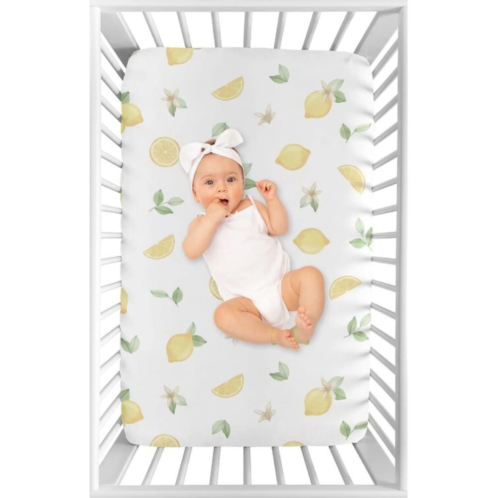 Adorable Lemon Floral Mini Crib Sheet 24 x 38 Size | Minimal Buttery