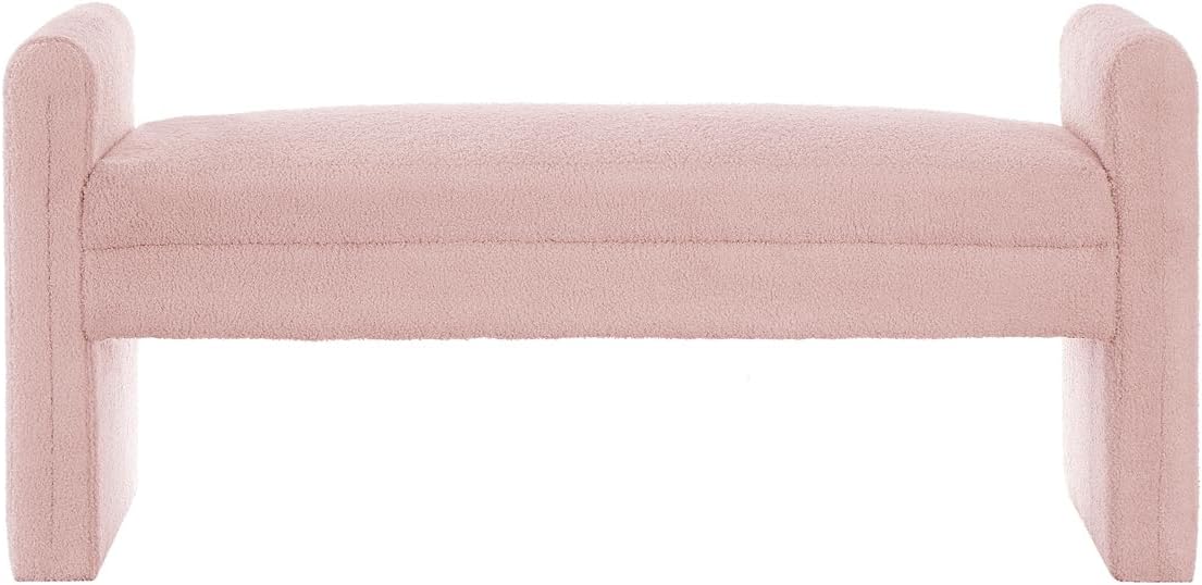 Boucle Teddy Lovely Bench, Upholstered Bed Bench Entryway Bench