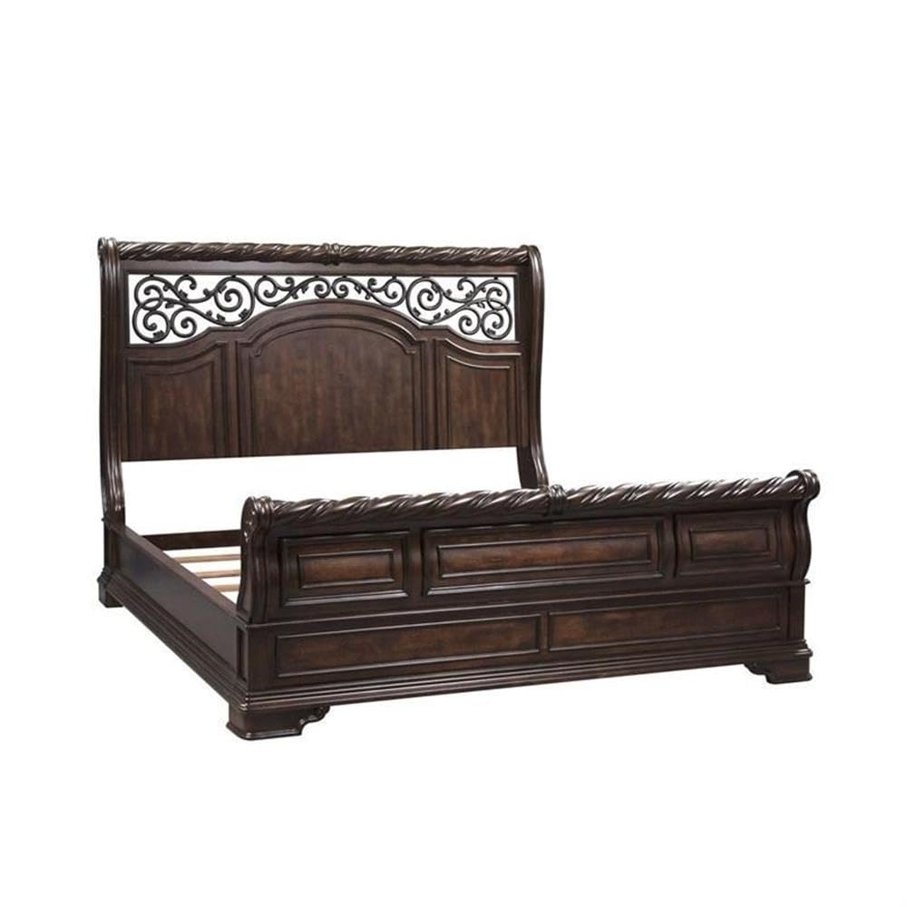 2-Piece Set with Night Stand and King Sleigh Bed in Mahogany