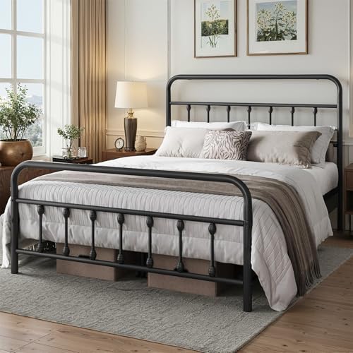 Queen Bed Frame-Classic Metal Platform Bed Frame Mattress Foundatio