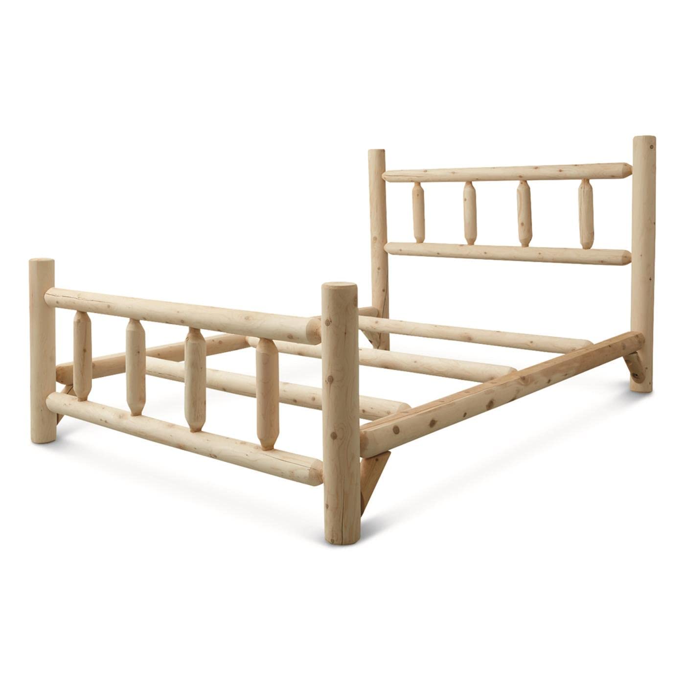 North American Cedar Log King Bed with Headboard and Footboard